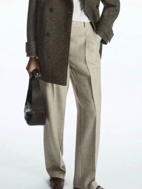 COS Pleated Wide-Leg Wool Trousers
